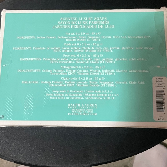 Ralph Lauren Sandy Beach Scented Soaps - Teal box 6 soaps included all new - Picture 3 of 7